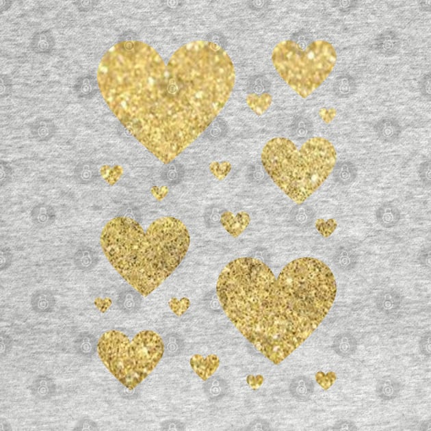 Traditional Gold Faux Glitter Hearts by Felicity-K